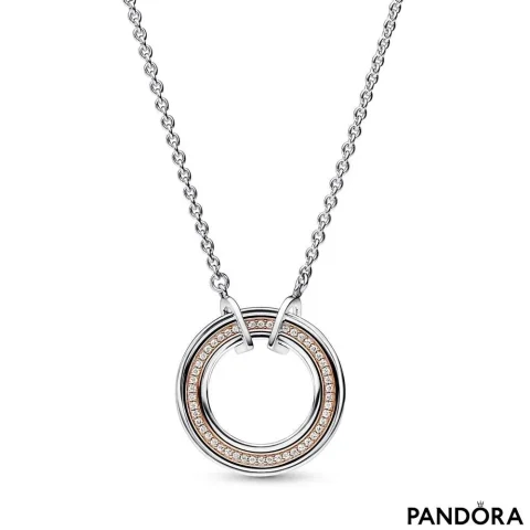 Ogrlica Pandora logo od čistog srebra sa prozirnim kockastim cirkonima